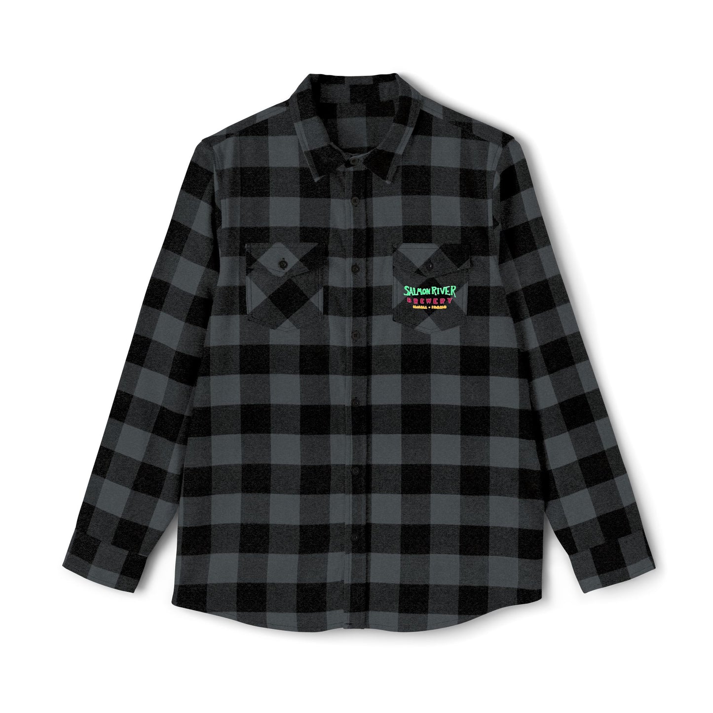 Forest Green Buffalo Plaid Flannel Shirt — Vintage Patch Chest Design