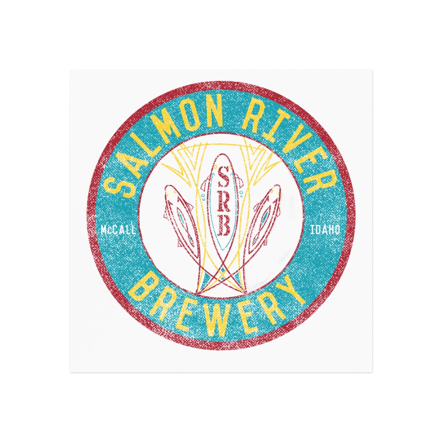Salmon River Brewery Square Magnet – McCall Idaho Brewery Logo Sticker