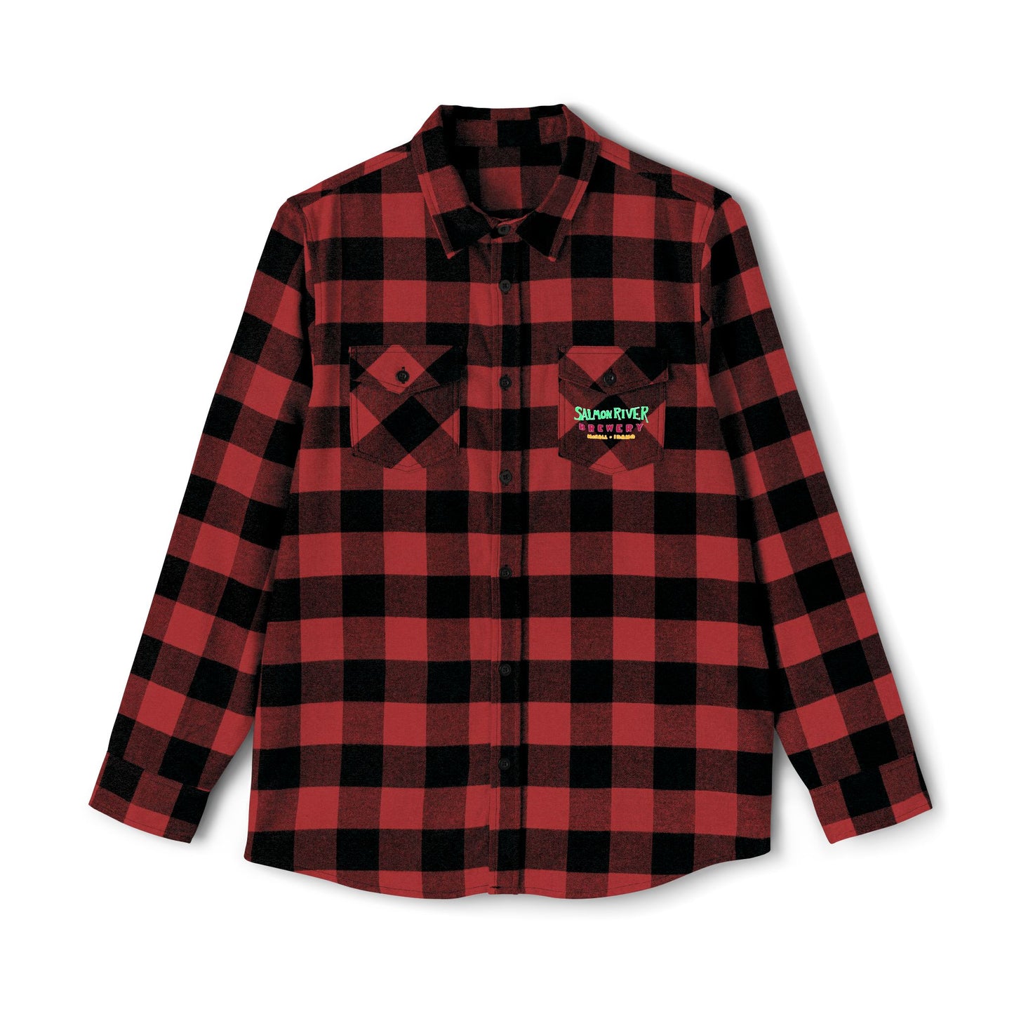 Forest Green Buffalo Plaid Flannel Shirt — Vintage Patch Chest Design