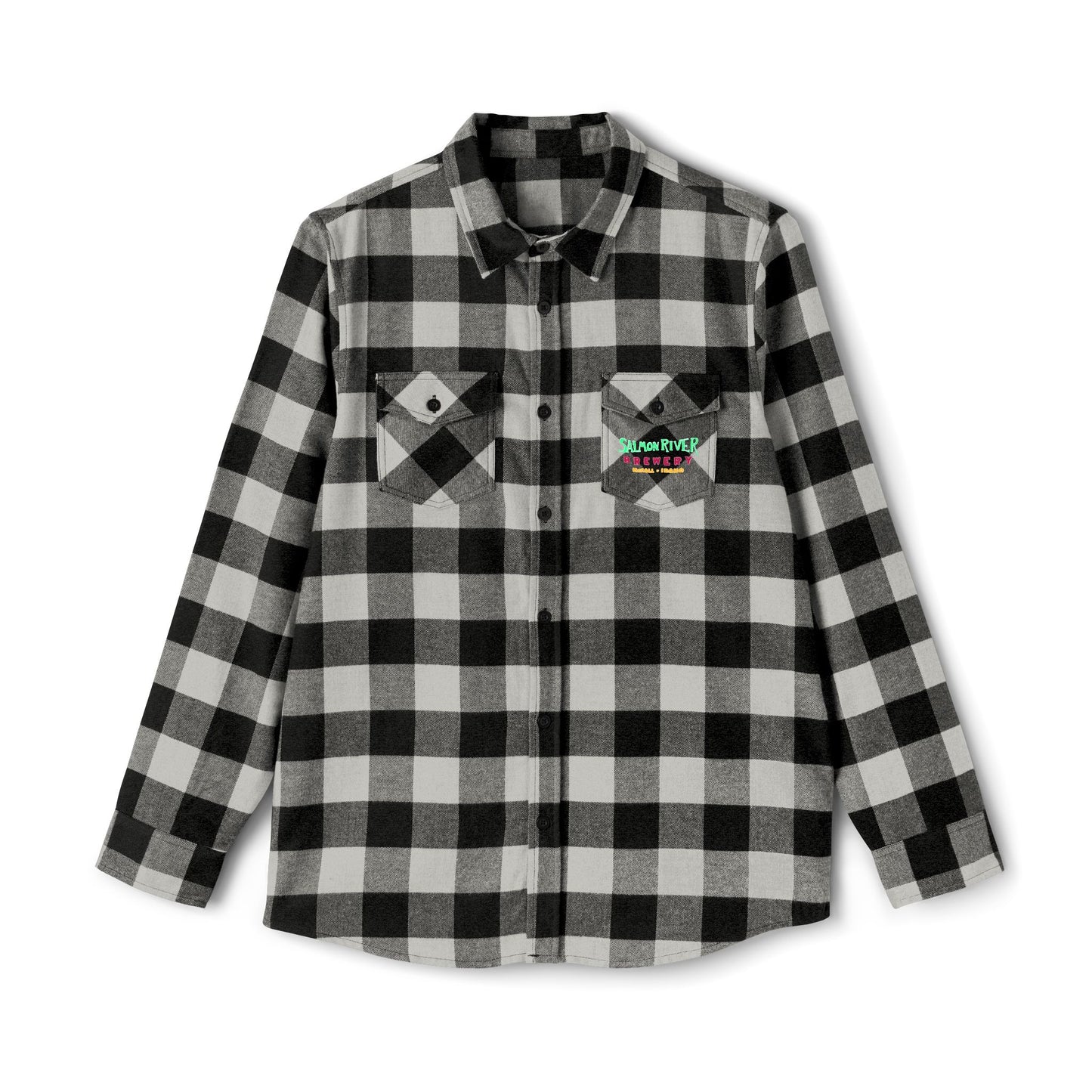 Forest Green Buffalo Plaid Flannel Shirt — Vintage Patch Chest Design
