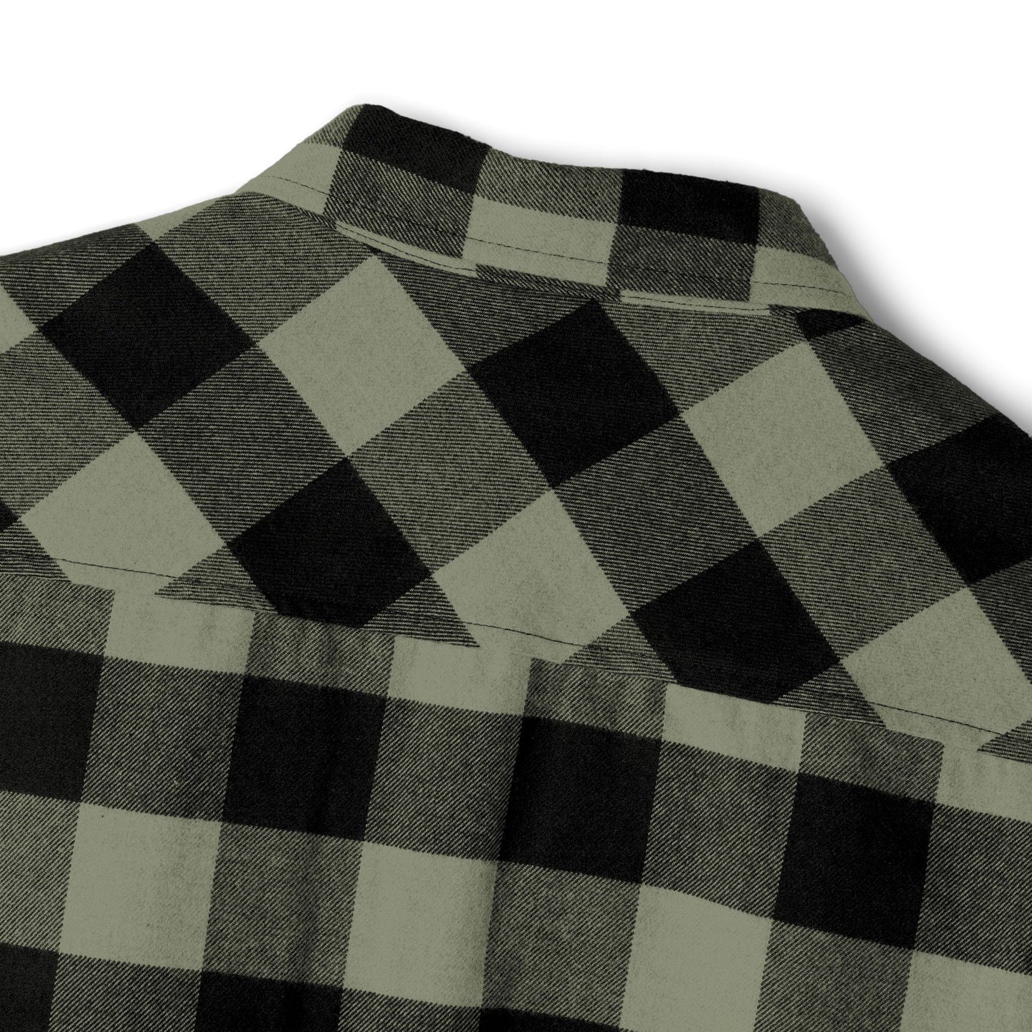 Forest Green Buffalo Plaid Flannel Shirt — Vintage Patch Chest Design