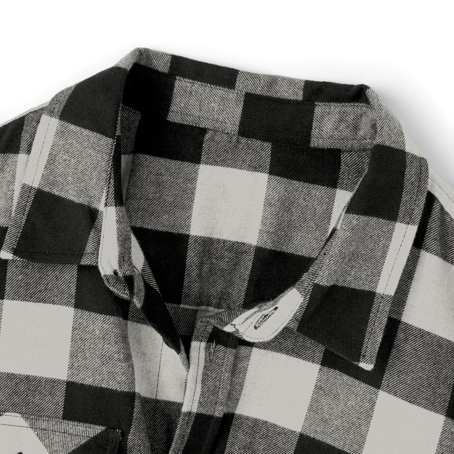 Forest Green Buffalo Plaid Flannel Shirt — Vintage Patch Chest Design